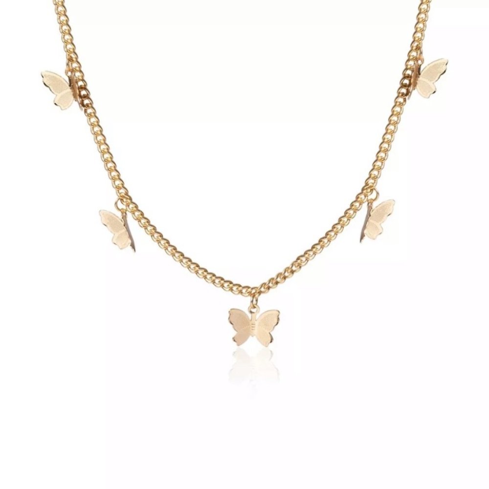 Metal alloy butterfly Pendant Gold Silver Necklaces - Picture 4 of 5